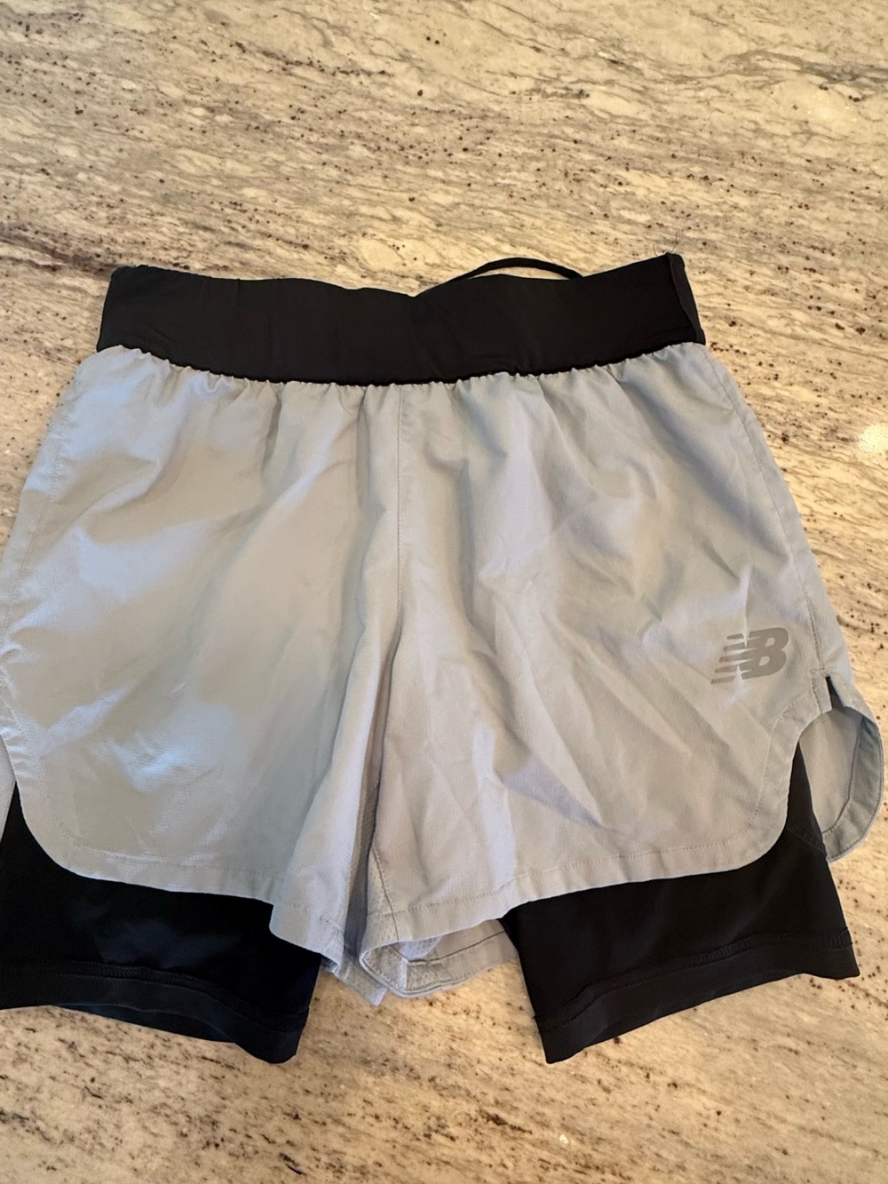 New Balance Light Gray and Black Women's 2-in-1 Athletic Shorts